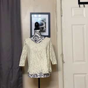 Ivory lace three quarter sleeves